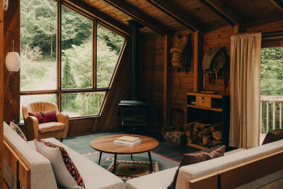 editorial image of the inside of a living room for Canyon Creek Cabins