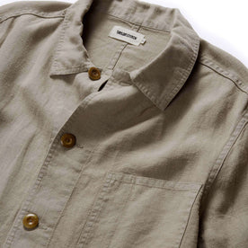 material shotof the collar on The Ojai Jacket in Arid Eucalyptus Hemp, Outerwear by Taylor Stitch