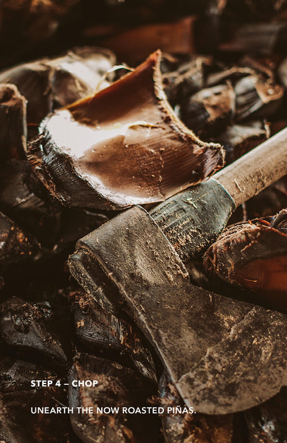 Step 4: Chop - close up on the head of a well used axe.