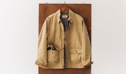 editorial image of The Pathfinder Jacket in Khaki Dry Wax