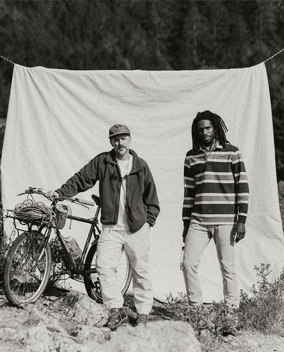 Two guys wearing the Taylor Stitch x Marmot collaboration gear