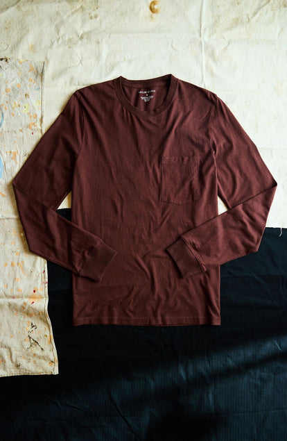 fThe Cotton Hemp Long Sleeve Tee in Burgundy