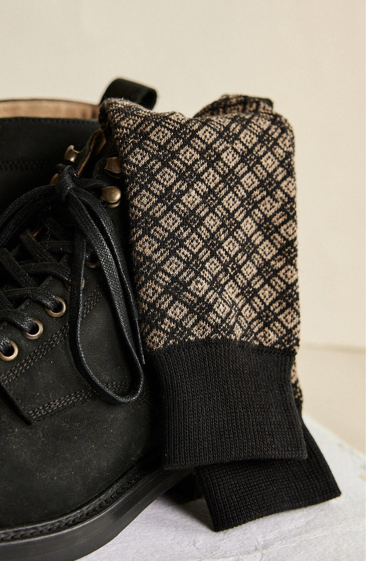 The Crew Sock in Coal Jacquard