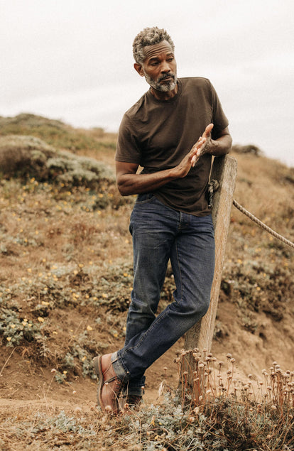 The Democratic Brushed Back Jean in Collins Resin Wash Selvage Denim