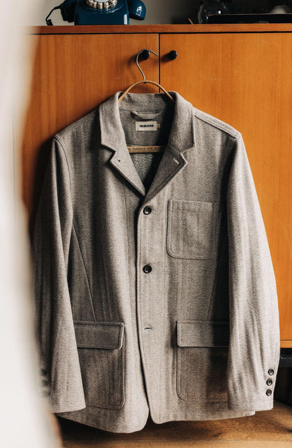 The Gibson Jacket in Heathered Oat Nep Herringbone