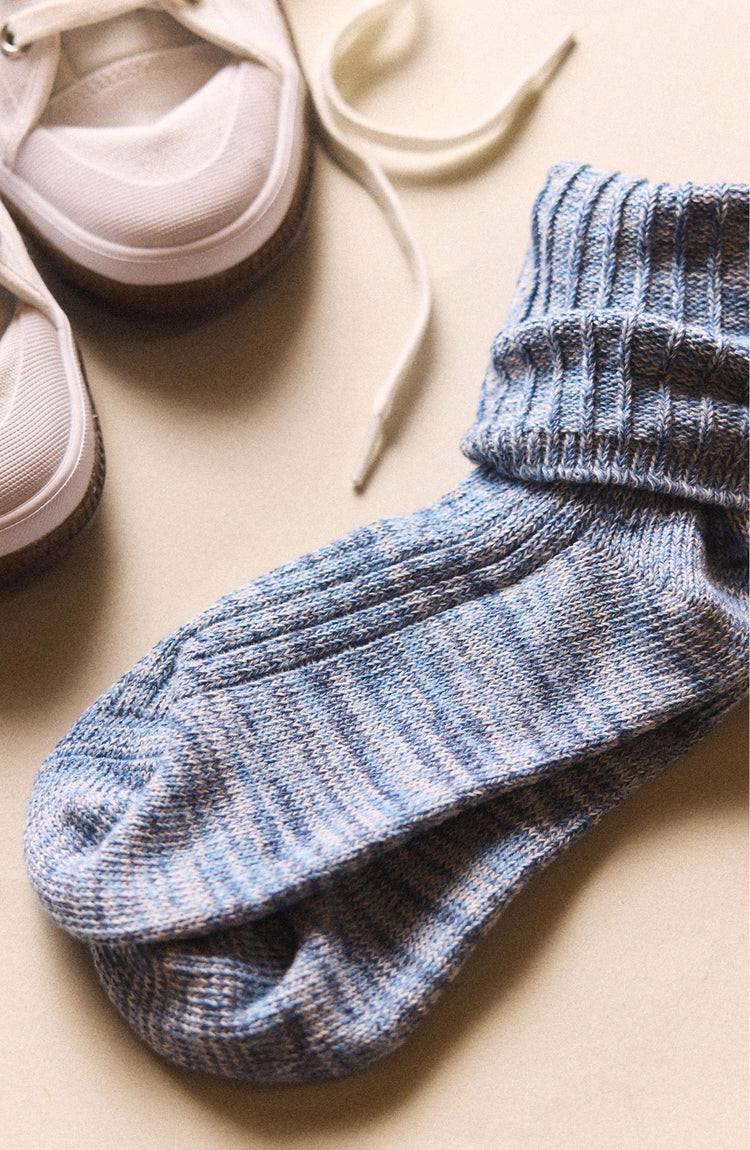 The Rib Sock in Blue Melange