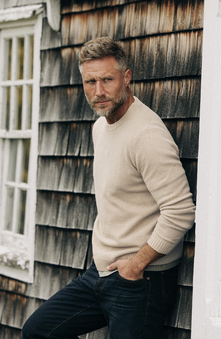 Model in The Lodge Sweater in Oat