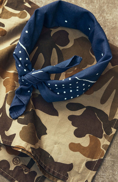 editorial image of The Bandana in Heritage Blue rolled up