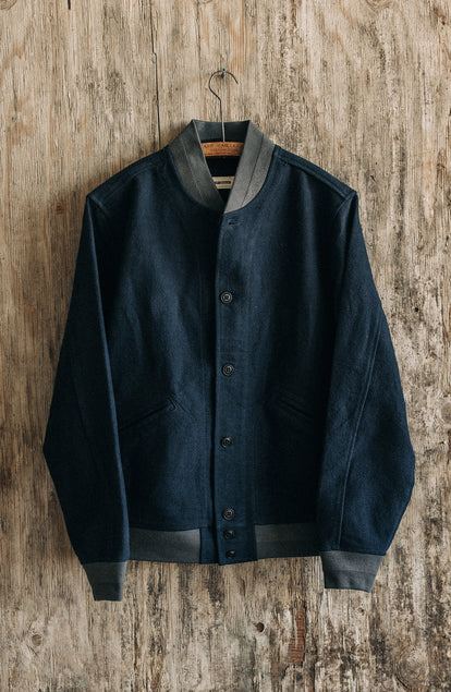 The Bomber Jacket in Dark Navy Moleskin