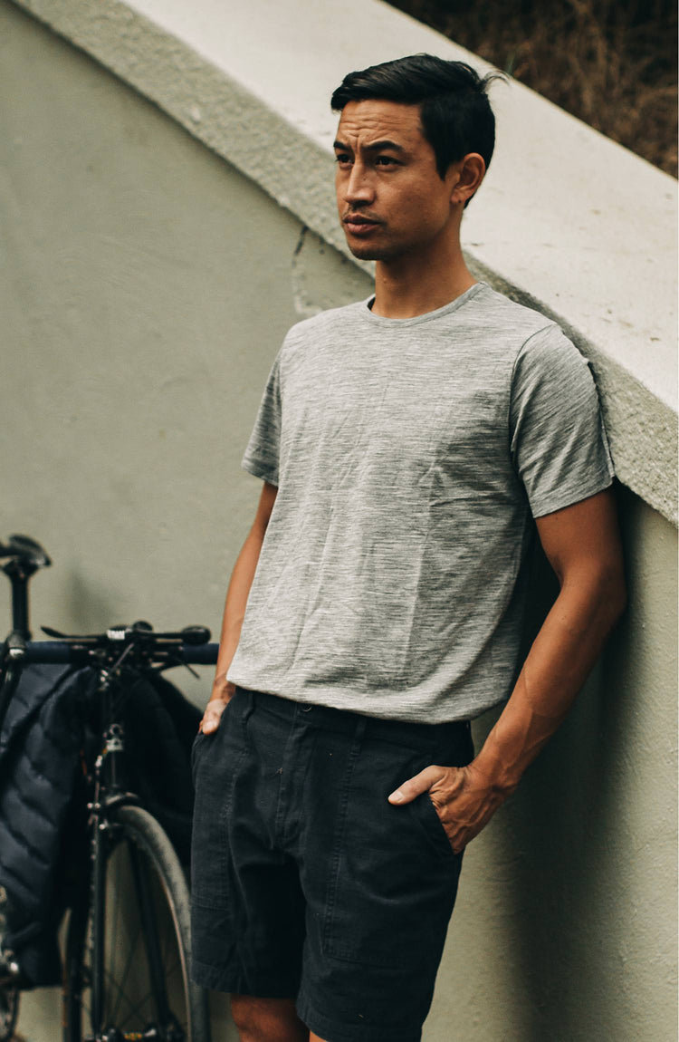 our guy rocking the merino tee with his bike