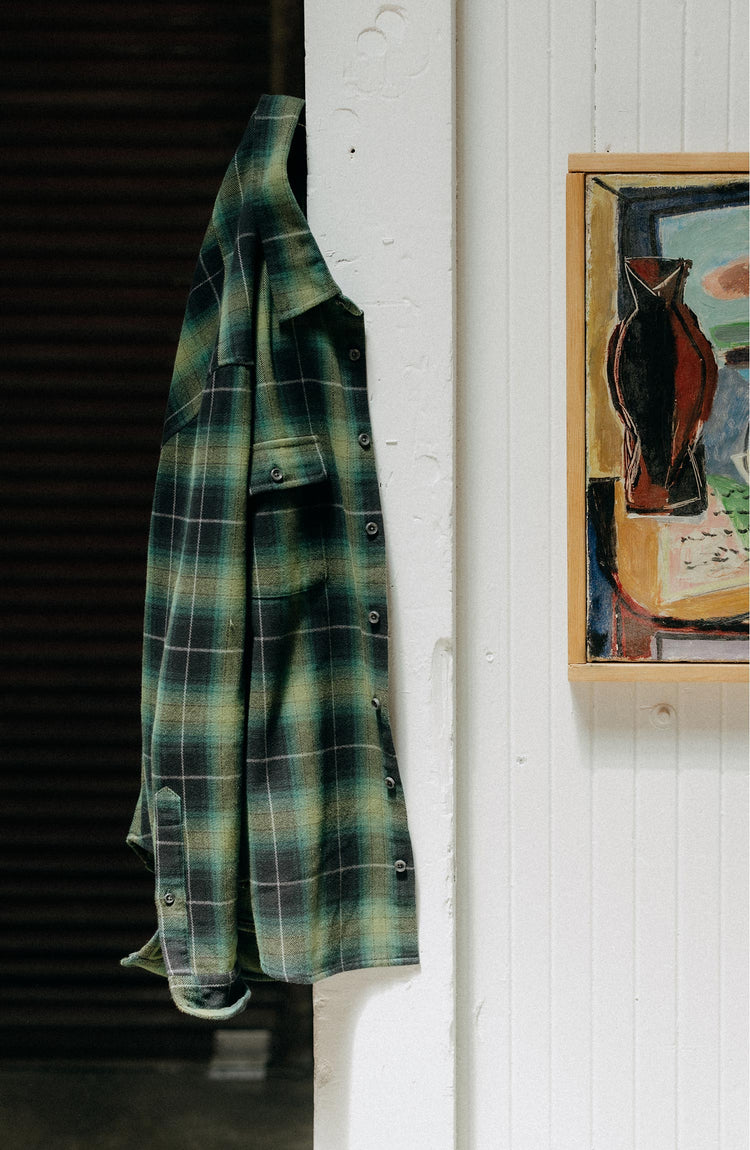 editorial image of The Yosemite Shirt in Twilight Plaid hanging