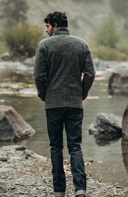 our guy in the PNW rocking the cone mills denim, cropped shot with text on the right