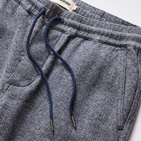 material shot of the drawcord on The Apres Pant in Navy Linen Tweed, Bottoms by Taylor Stitch