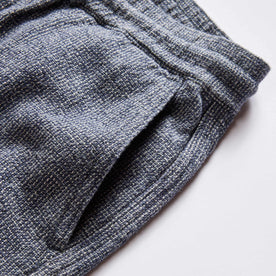 material shot of the front pockets on The Apres Pant in Navy Linen Tweed, Bottoms by Taylor Stitch