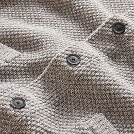 material shot of the charcoal buttons on The Crawford Sweater in Ash Twist, Knits by Taylor Stitch