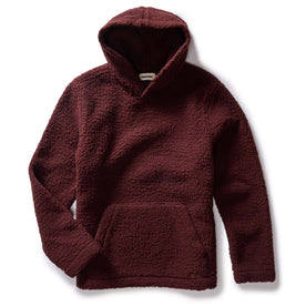 flatlay of The Nomad Hoodie in Burgundy Sherpa, Outerwear by Taylor Stitch