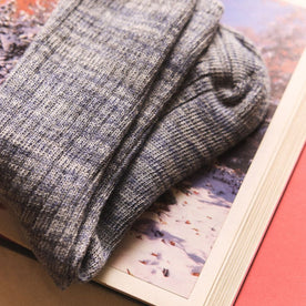 material shot of the rib knit on The Rib Sock in Ash Melange, Accessories by Taylor Stitch