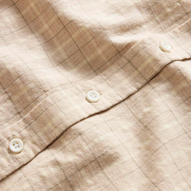 material shot of the buttons on The California in Russet Plaid, Wovens by Taylor Stitch