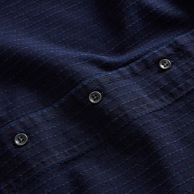 material shot of the buttons on The Conrad Shirt in Rinsed Indigo Pickstitch, Wovens by Taylor Stitch