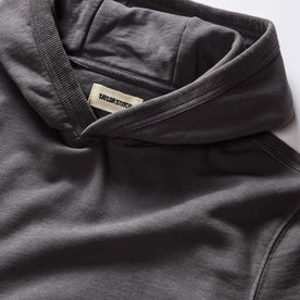 material shot of the three-piece hood on The Cotton Hemp Hoodie in Asphalt, Knits by Taylor Stitch