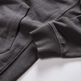 material shot of the ribbed cuffs on The Cotton Hemp Hoodie in Asphalt, Knits by Taylor Stitch