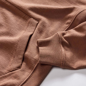 material shot of the ribbed cuffs on The Cotton Hemp Hoodie in Faded Brick, Knits by Taylor Stitch