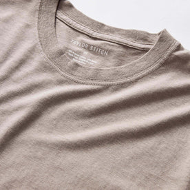 material shot of the collar on The Cotton Hemp Tee in Steeple Grey, Knits by Taylor Stitch