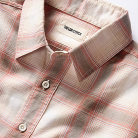 material shot of the collar on The Craftsman Shirt in Brick Shadow Plaid, Wovens by Taylor Stitch