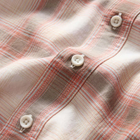 material shot of the buttons on The Craftsman Shirt in Brick Shadow Plaid, Wovens by Taylor Stitch