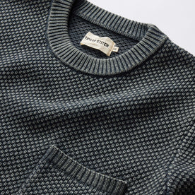 material shot of the neck opening on The Crawford Crew Sweater in Washed Asphalt, Knits by Taylor Stitch