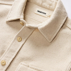 material shot of the collar on The Division Shirt in Birch, Wovens by Taylor Stitch