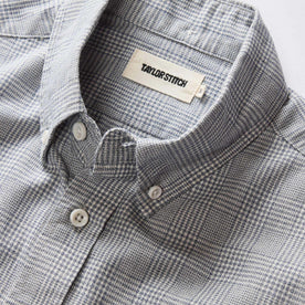 material shot of the button down collar on The Jack in Ash Twist Plaid, Wovens by Taylor Stitch