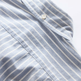 material shot of the back of the collar on The Jack in Blue Stripe Oxford, Wovens by Taylor Stitch