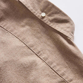 material shot of the back of the collar on The Jack in Faded Brick Chambray, Wovens by Taylor Stitch