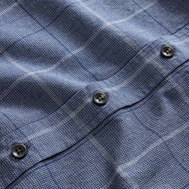 material shot of the charcoal buttons on The Jack in Navy Twist Plaid, Wovens by Taylor Stitch