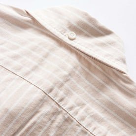 material shot of the back of the button down collar on The Jack in Sunburn Stripe Oxford, Wovens by Taylor Stitch