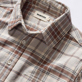 material shot of the collar on The Ledge Shirt in Redwood Plaid, Wovens by Taylor Stitch