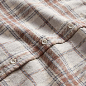 material shot of the natural buttons on The Ledge Shirt in Redwood Plaid, Wovens by Taylor Stitch