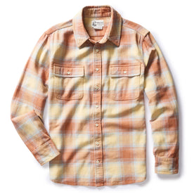 flatlay of The Ledge Shirt in Sunrise Plaid, shown in full, Wovens by Taylor Stitch