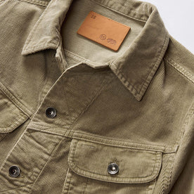 material shot of the collar on The Long Haul Jacket in Light Sage Cord, Outerwear by Taylor Stitch