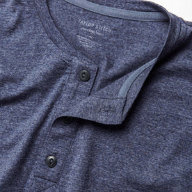 material shot of the collar on The Merino Henley in Heather Navy, Knits by Taylor Stitch