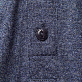 material shot of the buttons on The Merino Henley in Heather Navy, Knits by Taylor Stitch