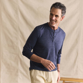 The Merino Henley in Heather Navy - featured image