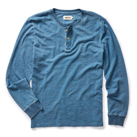 flatlay of The Organic Cotton Henley in Washed Indigo, Knits by Taylor Stitch