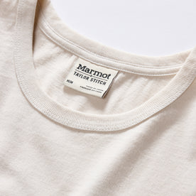 material shot of the neck opening on The Organic Cotton Tee in Trail Buddies, Knits by Taylor Stitch