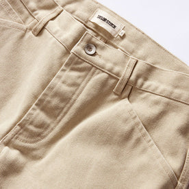 material shot of the waist on The Camp Pant in Light Khaki Chipped Canvas, Bottoms by Taylor Stitch