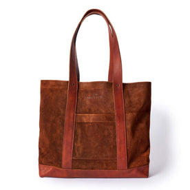 front image of The Roughout Tote in Chocolate Suede, Accessories by Taylor Stitch