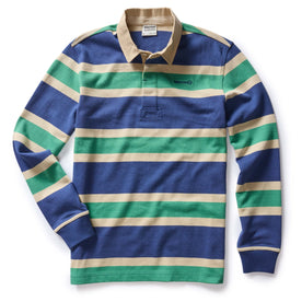 flatlay of The Rugby Shirt in Navy Stripe, Knits by Taylor Stitch