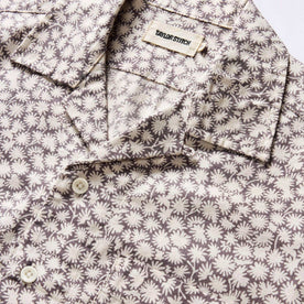 material shot of the collar on The Short Sleeve Hawthorne in Fig Floral, Wovens by Taylor Stitch