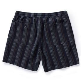 flatlay of The Apres Short in Indigo Stripe, shown from back, Bottoms by Taylor Stitch